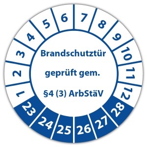 Prüfplakette Brandschutztür geprüft gem. §4 (3) ArbStäV - Prüfplaketten auf Rolle