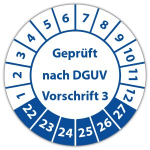 Prüfplakette "Geprüft nach DGUV Vorschrift 3"