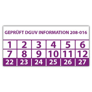 Prüfplakette Geprüft DGUV Information 208-016 - Prüfplaketten rechteck