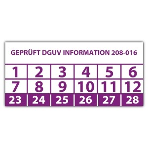 Prüfplakette Geprüft DGUV Information 208-016 - Prüfplaketten rechteck