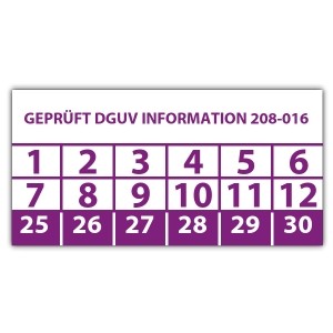 Prüfplakette Geprüft DGUV Information 208-016 - Prüfplaketten DGUV