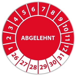 Prüfplakette Dokumentenfolie Abgelehnt (mit Datum) - Prüfplaketten Dokumentenfolie