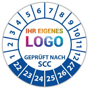 Prüfplakette Dokumentenfolie Geprüft nach SCC - Prüfplaketten Dokumentenfolie logo