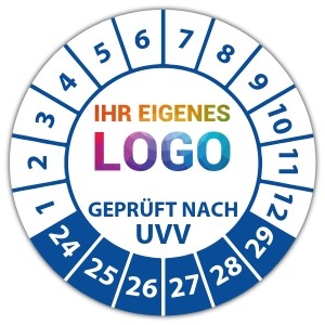 Prüfplakette Geprüft nach UVV - Prüfplaketten auf Bogen logo