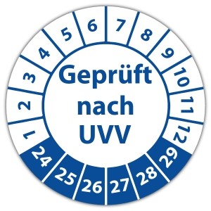Prüfplakette Geprüft nach UVV - DGUV Vorschrift 70 - Prüfkennzeichnung