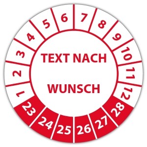 Prüfplakette mit Wunschtext - Prüfplaketten mit Werbung