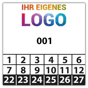 Prüfplakette Nummeriert mit Logo - Prüfplaketten Quadrat