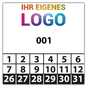 Prüfplakette Nummeriert mit Logo - Prüfplaketten mit Werbung