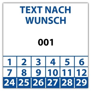 Prüfplakette Nummeriert mit Wunschtext - Prüfplaketten Nummeriert