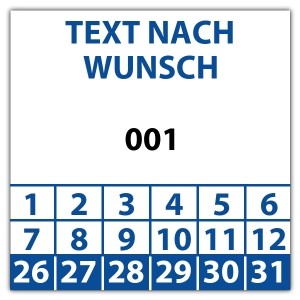 Prüfplakette Nummeriert mit Wunschtext - Prüfplaketten mit Werbung