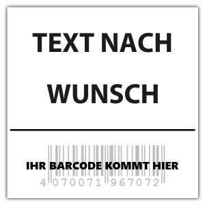 Barcode aufkleber mit Wunschtext - Barcode aufkleber