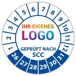 Prüfplakette Geprüft nach SCC - Prüfplaketten auf Rolle logo
