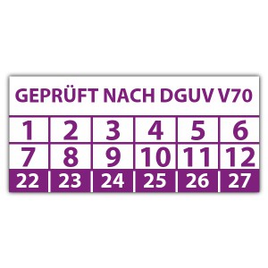 Prüfplakette Geprüft nach DGUV V70 - DGUV Vorschrift 70 - Prüfkennzeichnung