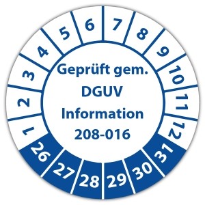 Prüfplakette Geprüft gem. DGUV Information 208-016 - Prüfplaketten Quadrat