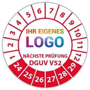 Prüfplakette "Nächste Prüfung nach DGUV Vorschrift 52" logo