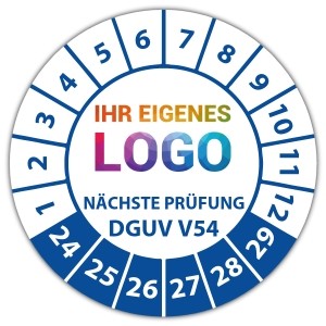 Prüfplakette "Nächste Prüfung nach DGUV Vorschrift 54" logo