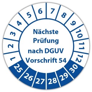 Prüfplakette "Nächste Prüfung nach DGUV Vorschrift 54"