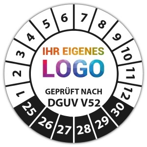 Prüfplakette Geprüft nach DGUV Vorschrift 52 - Prüfplaketten auf Bogen logo