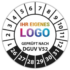 Prüfplakette Geprüft nach DGUV Vorschrift 52 - Prüfplaketten auf Rolle logo