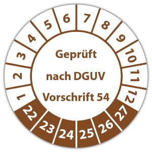 Prüfplakette Geprüft nach DGUV Vorschrift 54 - Prüfplaketten auf Bogen