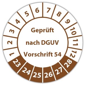 Prüfplakette Geprüft nach DGUV Vorschrift 54 - Prüfplaketten auf Bogen