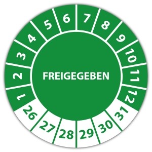Prüfplakette Dokumentenfolie Freigegeben (mit Datum) - Prüfplaketten Dokumentenfolie