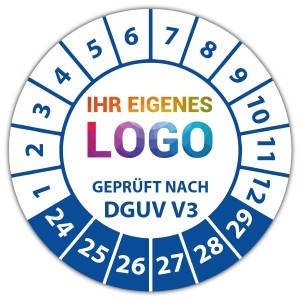 Prüfplakette Dokumentenfolie "Geprüft nach DGUV Vorschrift 3" logo