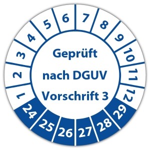 Prüfplakette Dokumentenfolie "Geprüft nach DGUV Vorschrift 3"