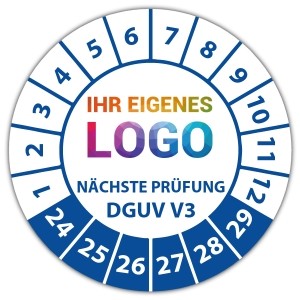 Prüfplakette Dokumentenfolie "Nächste Prüfung nach DGUV Vorschrift 3" logo