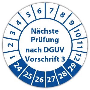 Prüfplakette Dokumentenfolie "Nächste Prüfung nach DGUV Vorschrift 3"