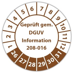 Prüfplakette Dokumentenfolie Geprüft gem. DGUV Information 208-016 - Prüfplaketten Dokumentenfolie