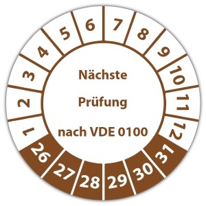 Prüfplakette Nächste Prüfung nach VDE 0100 - Prüfplaketten VDE / Elektro