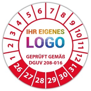 Prüfplakette geprüft gem. BetrSichV §3 (3) DGUV Information 208-016 Leitern und Tritte - Prüfplaketten auf Rolle logo
