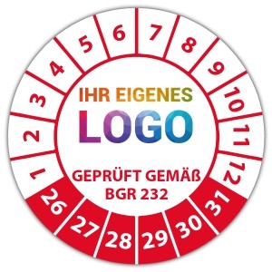 Prüfplakette Geprüft gemäß BGR 232 - Prüfplaketten auf Rolle logo