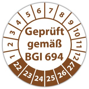 Prüfplakette Geprüft gemäß BGI 694 - Prüfplaketten auf Rolle