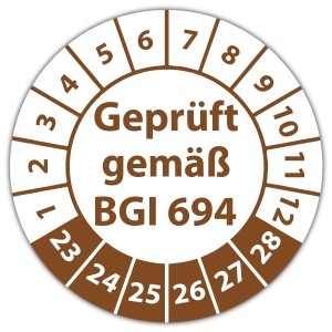 Prüfplakette Geprüft gemäß BGI 694 - Prüfplaketten auf Rolle