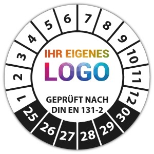 Prüfplakette Geprüft nach DIN EN 131-2. - DGUV 208-016 - Leitern und Tritte logo