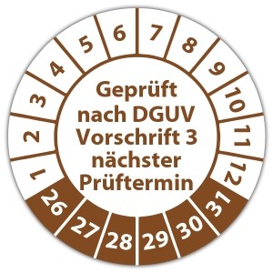 Prüfplakette Geprüft nach DGUV Vorschrift 3 nächster Prüftermin - Prüfplaketten auf Rolle