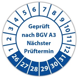 Prüfplakette Geprüft nach BGV A3 Nächster Prüftermin - Prüfplaketten auf Rolle