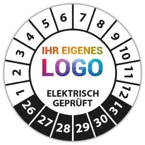 Prüfplakette Elektrisch geprüft - Prüfplaketten rechteck logo