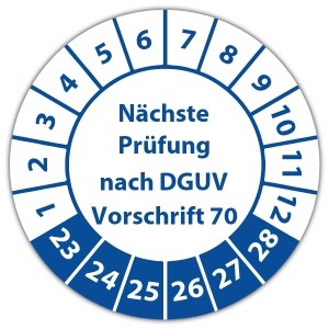 Prüfplakette "Nächste Prüfung nach DGUV Vorschrift 70"