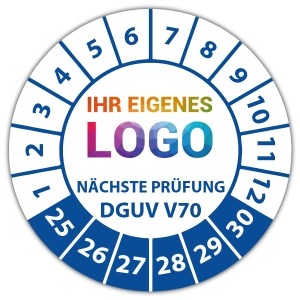 Prüfplakette Nächste Prüfung nach DGUV Vorschrift 70 - Prüfplaketten DGUV logo