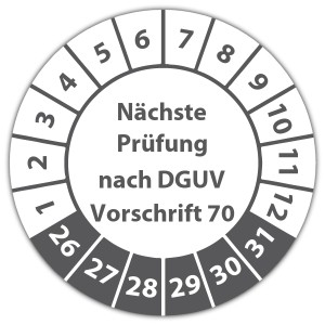 Prüfplakette Dokumentenfolie Nächste Prüfung nach DGUV Vorschrift 70 - Prüfplaketten Dokumentenfolie
