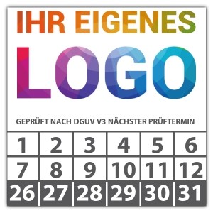 Prüfplakette Geprüft nach DGUV Vorschrift 3 nächster Prüftermin - Prüfplaketten DGUV logo
