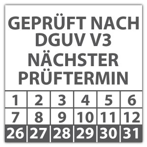 Prüfplakette Geprüft nach DGUV Vorschrift 3 nächster Prüftermin - Prüfplaketten DGUV