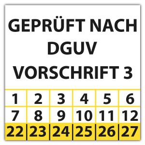 Prüfplakette Geprüft nach DGUV Vorschrift 3 - Prüfplaketten Quadrat