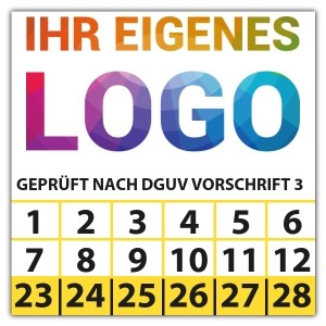 Prüfplakette Geprüft nach DGUV Vorschrift 3 - DGUV aufkleber logo
