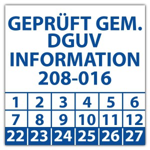 Prüfplakette Geprüft gem. DGUV Information 208-016 - DGUV 208-016 - Leitern und Tritte
