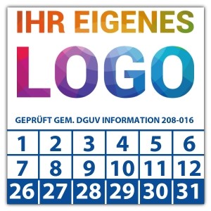 Prüfplakette Geprüft gem. DGUV Information 208-016 - Prüfplaketten DGUV logo