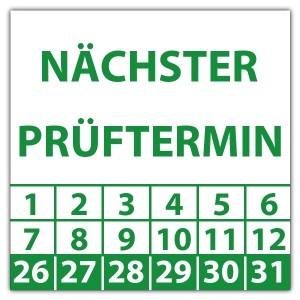 Prüfplakette Nächster Prüftermin - Prüfplaketten Quadrat